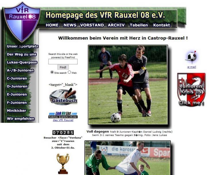 Die Homepage des VfR Rauxel im Jahr 2004